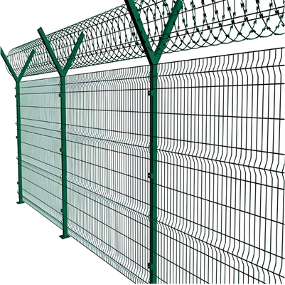 Pannello di recinzione di sicurezza a maglia V curva 3D alto 6 piedi, rivestito in PVC zincato, colore verde RAL6005, maglia 50x200mm, sistema anti-arrampicata